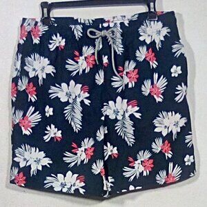 NWT Biwisy Men’s swim trunks with pockets: Blue Floral: Size: M